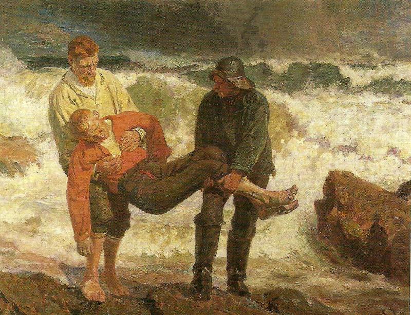 Laurits Tuxen den druknede bringes i land France oil painting art